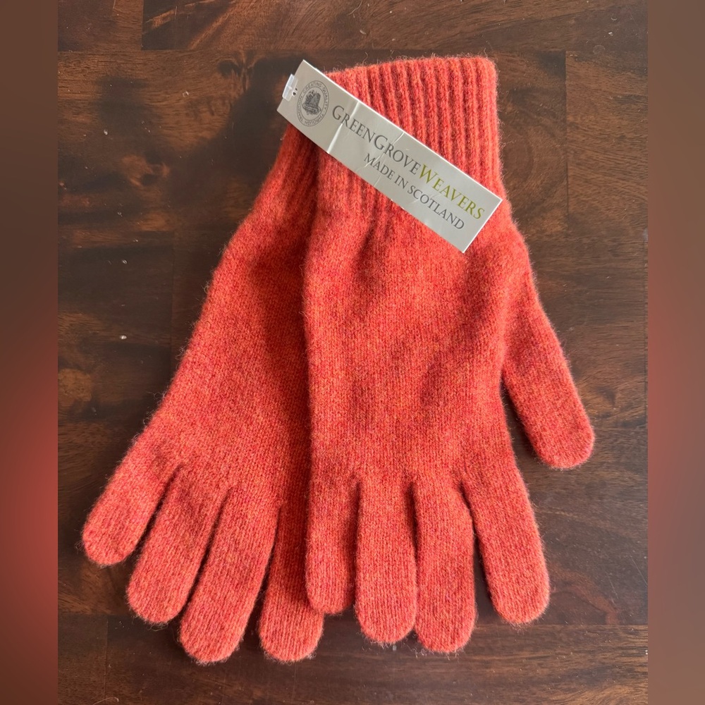 Green Grove Weavers Orange Wool Gloves